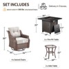 Buenhomino 7-Piece Small Patio Furniture Set, Outdoor Swivel Rocking Chairs Set with 50,000 BTU Fire Pit Table Wicker Chairs - 3 of 4