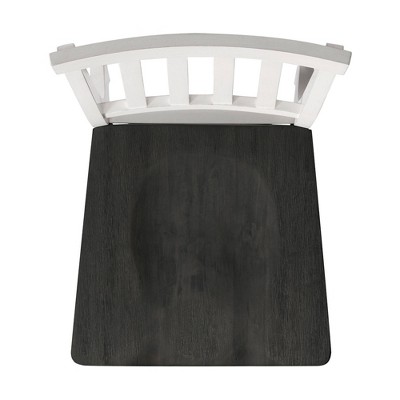 Gray and White Wooden Slat Back Side Chair