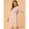 Allegra K Women's Floral Print V-Neck Smocked Waist Midi Dress - 3 of 4