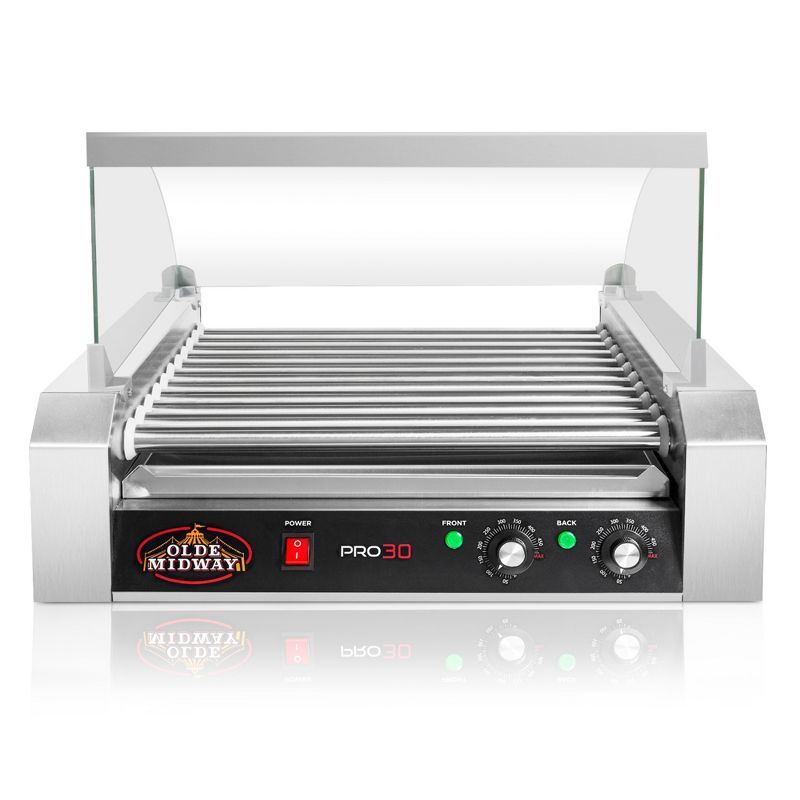 Olde Midway Electric Hot Dog Roller Grill Machine with Glass Cover, Commercial Grade, 3 of 8