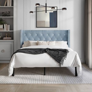 ChaletPosh Velvet Upholstered Bed - 1 of 4
