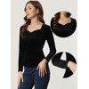 Allegra K Women's Velvet Sweetheart Neck Elegant Long Sleeves Blouses - image 2 of 4