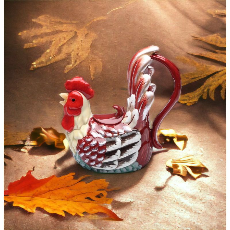 Kevins Gift Shoppe Ceramic Red Rooster Teapot, 3 of 4