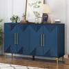 Sideboard Buffet Cabinet With 4 Triangular Pattern Doors, Modern Kitchen Storage Cabinet With Adjustable Shelves Metal Legs For Dining Room - 2 of 4