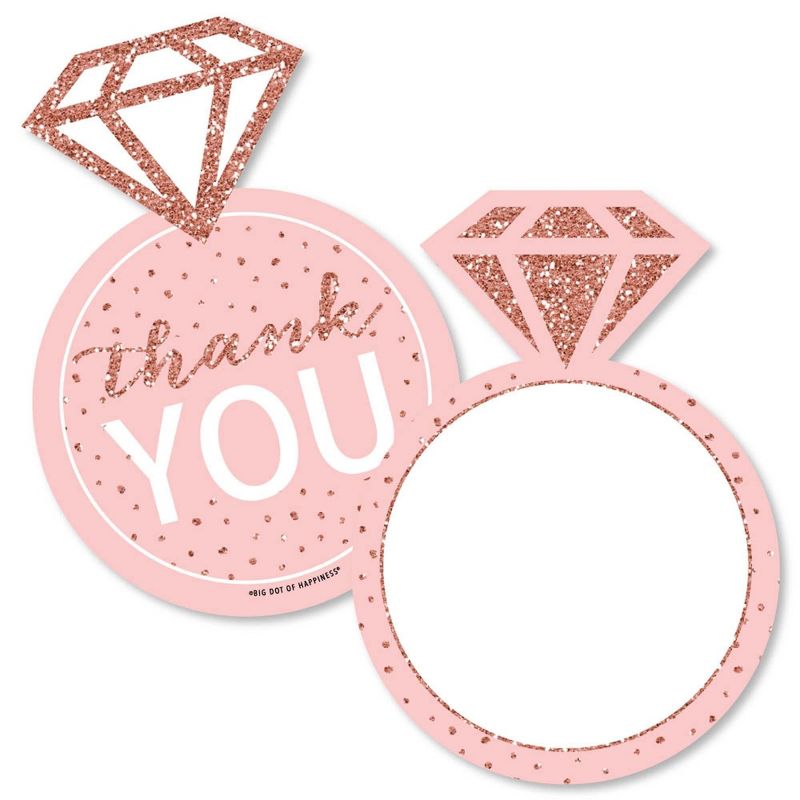 Big Dot of Happiness Bride Squad - Shaped Thank You Cards - Rose Gold Bridal Shower Bachelorette Party Thank You Note Cards with Envelopes - Set of 12, 1 of 8