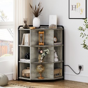 Coucheta Corner Cube Storage Cabinet – 9-Cube Bookshelf with USB Ports & Outlets, Wooden-Metal Frame for Home Spaces - 1 of 4