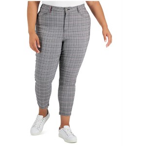 Tommy Hilfiger Womens Glen Plaid Skinny Trousers Stretch Dress Pants, Grey, 20W - 1 of 1