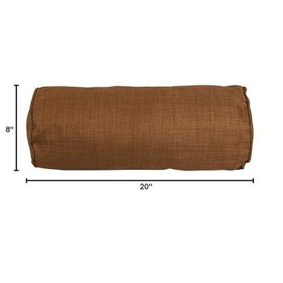 Mocha Double-Corded Spun Polyester Bolster Pillows, Set of 2