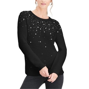 I.N.C International Concepts Womens Allover Sparkle Pullover Sweater, Black, X-Large - 1 of 1