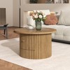 HDZNVF Round Coffee Table for Living Room in Natural, Farmhouse Coffee Table with a Drawer - 4 of 4
