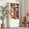 Gulches 5-Shelf Bookcase with File Cabinet Drawer, 72" Tall Bookshelf, Modern Free-Standing Wood Bookcase, (1, White) - 2 of 4