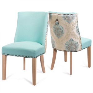 Barton Set of 2 High Back Dining Chair Upholstered Nailed Trim Back Ring Pull - 1 of 4