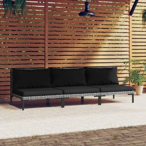 VidaXL Patio Sofas 3pcs with Cushions Half Round Poly Rattan - 1 of 4