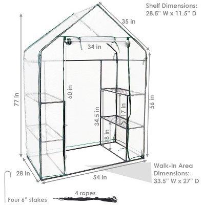 Clear PVC Outdoor Walk-In Greenhouse with 4 Shelves