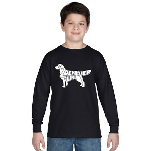 LA Pop Art Boy's Word Art Long Sleeve - Golden Retreiver - 1 of 4