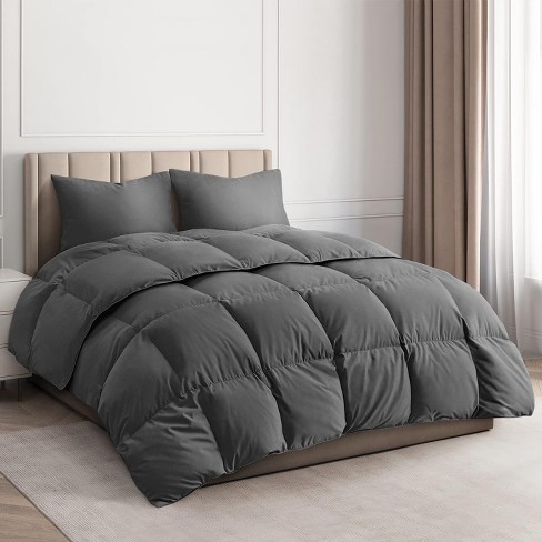 Queen Comforter (88 by 88 inches) - Grey Down Alternative Comforters Soft  Quilted Duvet Insert with Corner Tabs - Summer Cooling Winter Warm Fluffy