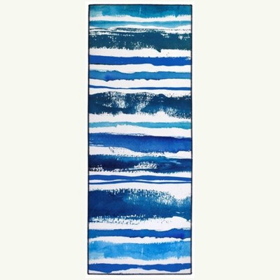 Homefires Sapphire Stripes 20" x 54" Indoor Runner Rug – Modern Coastal Look in Blue & Neutral Hues