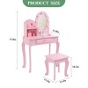 Kids Vanity Set with Touch Lighted Mirror, Pretend Play Girls Vanity Table and Chair Set with Mirror, Stool, and Wood Makeup Playset - 4 of 4