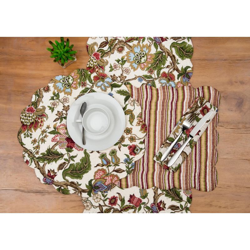 C&F Home Amara Floral Cotton Quilted Reversible Machine Washable Placemat Machine Washable Set of 6, 5 of 6