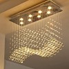 Siljoy Modern Rectangular Crystal Chandelier Wave Raindrop Pendent Flush Mount Ceiling Light Fixture Indoor - 2 of 4