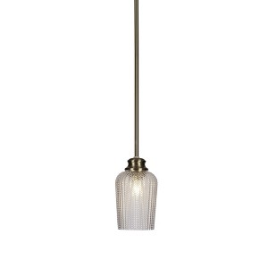 Toltec Lighting Cordova 1 - Light Pendant in  New Aged Brass with 5" Clear Textured Shade - 1 of 1