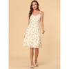Allegra K Women's Summer Spaghetti Strap Smocked Floral A-Line Sundresses - 4 of 4