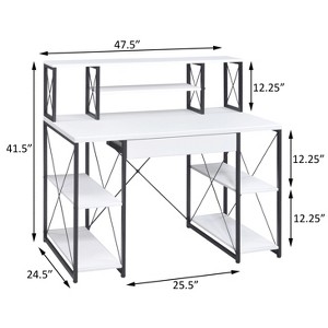 Vynxaria White & Black Office Desk Open Shelves Modern Two-Tone Design for Productive Workspaces - 1 of 4