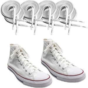 EZ Stretch slip on shoe laces pair, Elastic flat stretchy shoe laces, White - 1 of 4