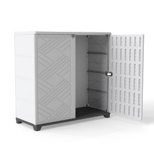 Decksplore Weatherproof Storage Cabinet - Horizontal Outdoor Shed Tucks Under Fences for Patios/Backyards - 1 of 4