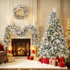 Whisen 3-Piece Pre-Lit Snow-Flocked 6FT Artificial Christmas Tree, 2FT Wreath and 9FT Garland Set with Warm White LED Lights - Green+White - 2 of 4