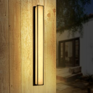 YANSUN 30W Integrated LED Outdoor Wall Sconce with Faux Alabaster Shade, Modern Rectangle Waterproof IP65 Fixture, 40.55 In. Height - 1 of 4