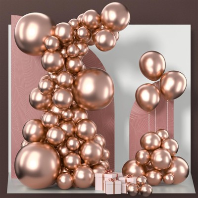 PartyWoo Balloons Metallic Rose Gold 18 12 10 5 Inch 100 pcs