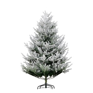 6 FT Artificial Christmas Tree, Flocked Hinged Xmas Tree with 795 Tips, Steel Base, Auto Open - 1 of 4