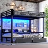 TIRAMISUBEST Queen over Queen / Full over Full Bunk Bed with Shelves and Drawers, Metal Bunk Bed with USB Ports and Lights - 2 of 4