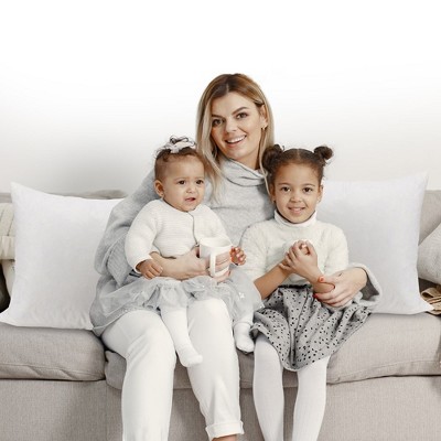 Cheer Collection 22" White Cotton Feather Down Pillow Inserts - Set of 2