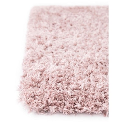 Lorelei Pink Solid Synthetic Shag Rectangular Rug