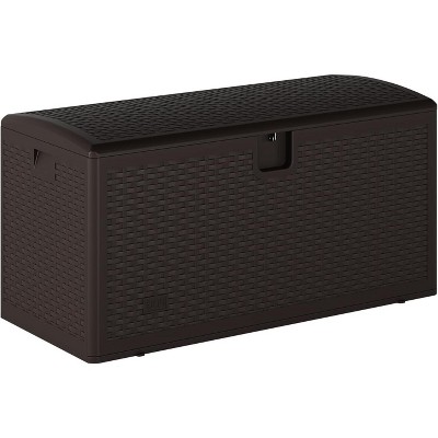Resin Outdoor Storage Box,Waterproof Plastic Deck Box with Lockable Lid,Weather Resistant Outdoor Storage Container for Yard Porch Patio