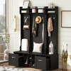 Entryway Hall Tree With Shoe Bench, Entryway Bench with Coat Rack, 58.8'' Wide Coat Rack Storage Shelf for Small Spaces Living Room Hallway - 2 of 4