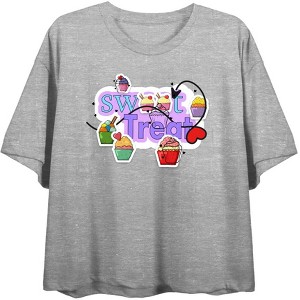 "Sweet Treats" Cupcake Stickers Women's Crew Neck Short Sleeve Top - 1 of 3