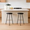 Royal Hampton 24.5 Backless Barstool with Round Mango Wood Seat | PVD Coating | Gold Footrest | Iron Legs - 3 of 4