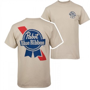 Mens Pabst Blue Ribbon Distressed Logo Front and Back Print T-Shirt - 1 of 4
