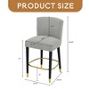 27inch-counterstool, modern design with a smooth, light - colored fabric and circular footrest with a gold - Leovsnove - 3 of 4
