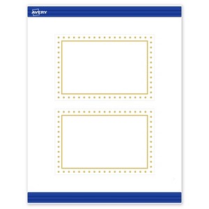 Avery Printable Rectangle Postcards, Gold Border with Gold Dots, 4" x 6", Matte White Rectangle Postcards, Laser/Inkjet, 20ct, Great for Postcards - 1 of 4