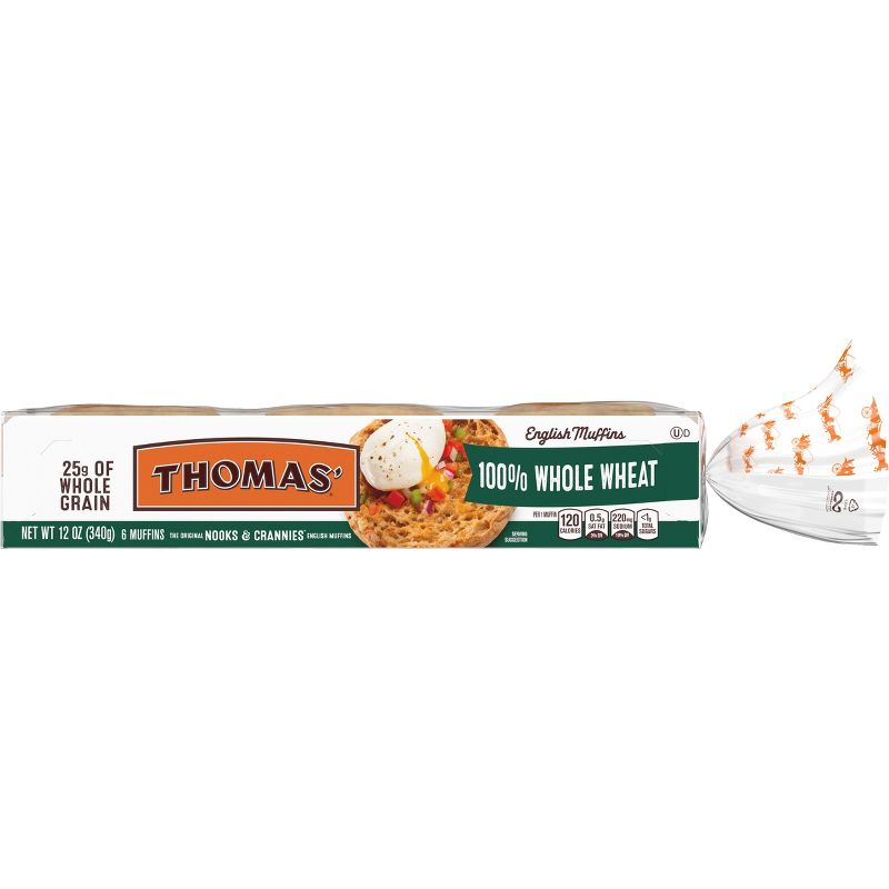 Thomas&#39; Whole Wheat English Muffins - 12oz/6ct, 5 of 9