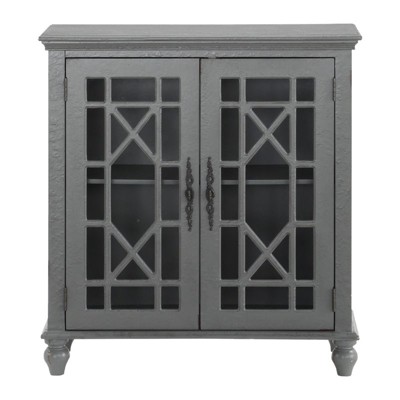 Eliza Antique Gray Wood and Glass Sideboard Cabinet