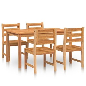 vidaXL Garden Dining Set Natural Wood Solid Teak Wood 5 Piece Set - 1 of 4