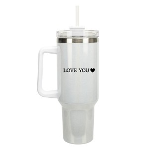 100 North Love You Heart Thinking of You Always Wrap-Around 40 Oz. Stainless Steel Water Bottle Coffee Mug, Spill & Leak Resistant, Travel Tumbler - 1 of 4