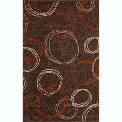 Brown and Beige Geometric Circles 5x8 Area Rug