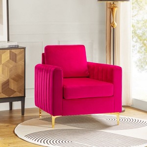 Iapygia Contemporary Tufted Wooden Upholstered Club Chair with Metal Legs for Bedroom and Living Room Club Chair| ART OF LIVING DESIGNS - 1 of 4