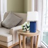 21" Lexington Leather Base Modern Home Decor Bedside Table Lamp with USB Charging Port and Fabric Shade - Lalia Home - 4 of 4